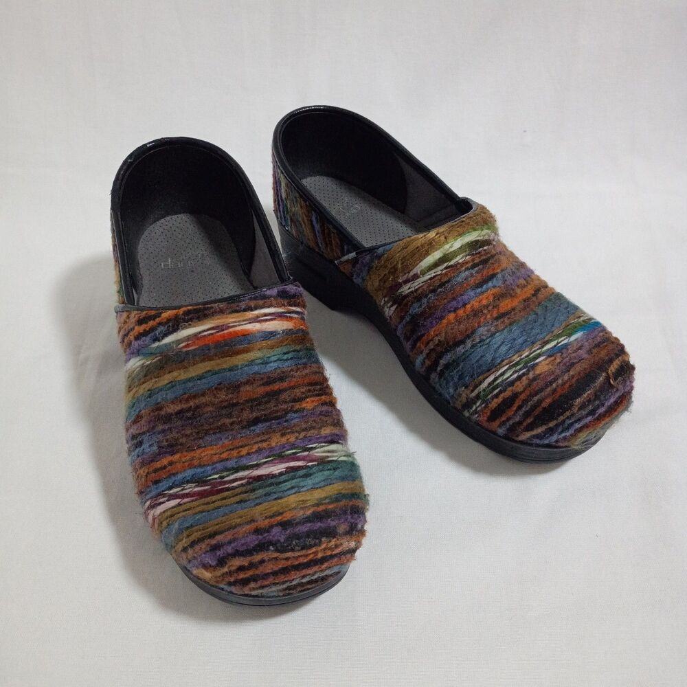 Dansko Womens Professional Yarn Coated Clogs Size 40 Knit Multicolor Workwear